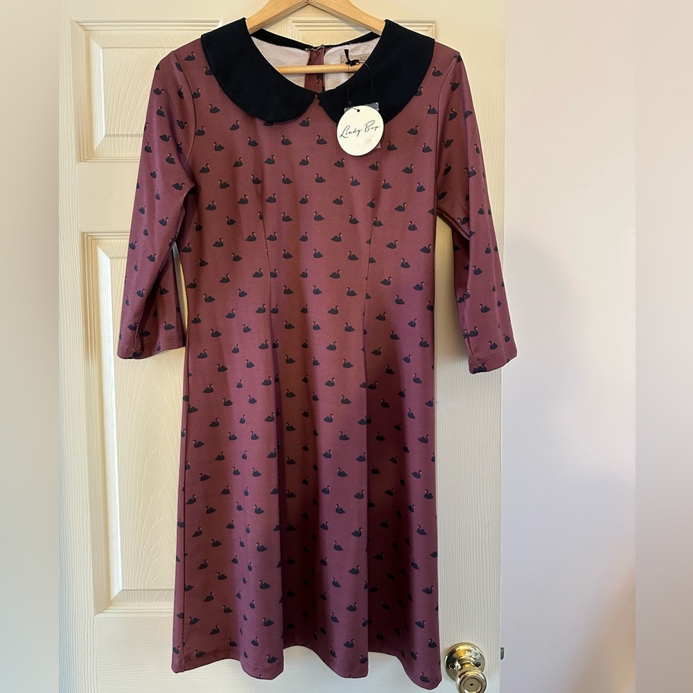 Lindy Bop Black Swan Dress Size 14, NWT